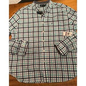 Nautica Checkered Long Sleeve Button-Up Size 2XL Classic Fit Stretch NWT